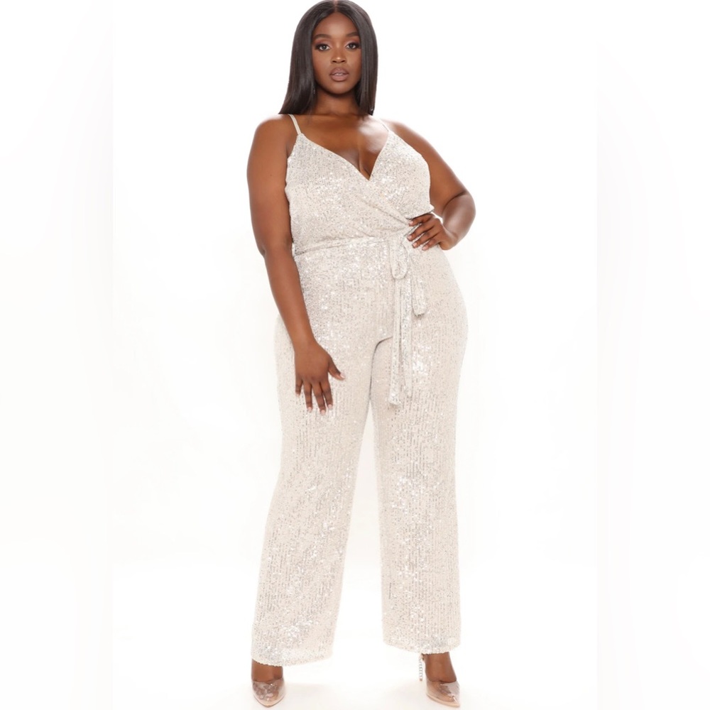 Sequin Wrap Jumpsuit - Silver